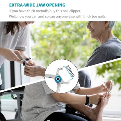 Ultra Wide Jaw Opening Nail Clippers Set, Toenail Clippers for Thick Nails, Heavy Duty Nail Cutter, Stainless Steel Toe Nail Clippers for Seniors, Men & Women Manicure,Pedicure,Big(Sliver) - color: Silver