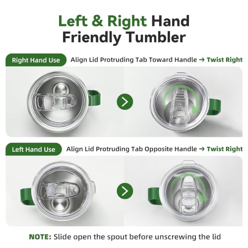 30 oz Stainless Steel Tumblers Bulk with Handle and Lid, 4 Pack - color: Dark Green