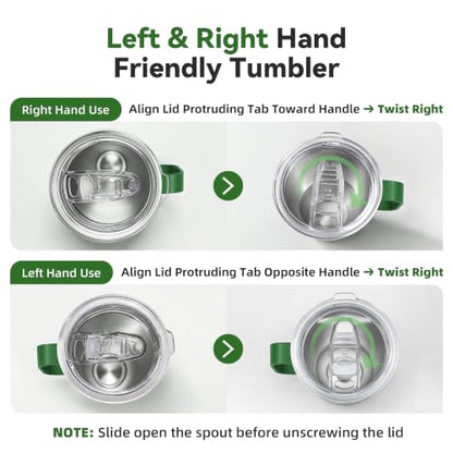 30 oz Stainless Steel Tumblers Bulk with Handle and Lid, 4 Pack - color: Dark Green
