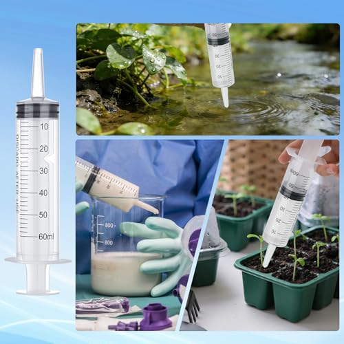 60ml Disposable Luer Slip Syringes Without Needles, 10-Pack - style: 60ml
