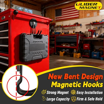 ULIBERMAGNET Upgraded Extra Large Magnetic Hooks,2 Pack Heavy Duty Ultimate Magnetic Hooks for Metal Cabinet,Pegboard,Garage Shelve,Tool Shed,RV,Shipping Containers (Black/3.46inch) - style: Upgraded Black Large J Ultra-Strong Hooks