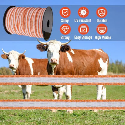 Electric Fence Tape 1/2 inch, Electric Fence Poly Tape 6ss Conductors 656' - color: 0.5 in, size: 656 FEET