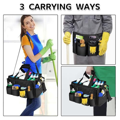 Boczif Cleaning Caddy Bag Wearable,Cleaning Caddy Supplies Organizer（Black） - color: Black