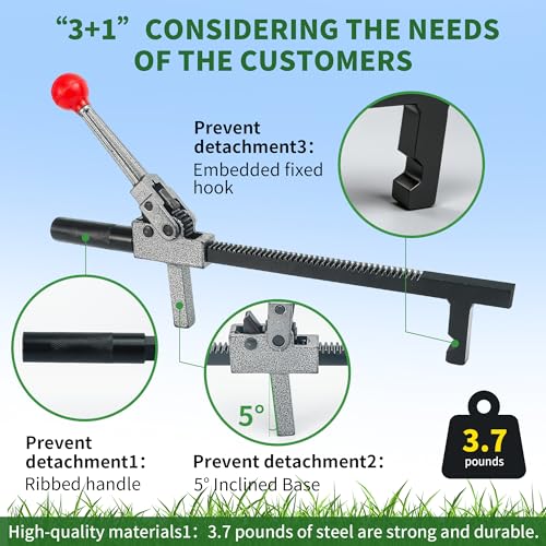 Chain Link Fence Stretcher - Heavy Duty Ratcheting Wire Fence Tightener & Puller, Forged Steel Construction with Anti-Rust Coating, Easy One-Person Operation for Farm, Ranch, Garden, Yard Fence Repair