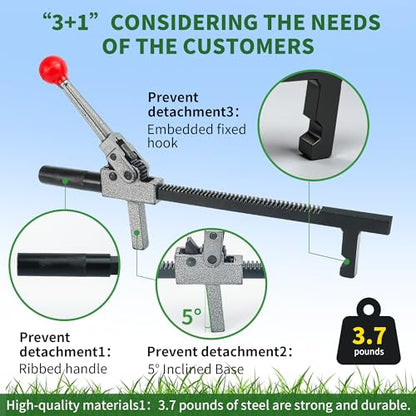 Chain Link Fence Stretcher - Heavy Duty Ratcheting Wire Fence Tightener & Puller, Forged Steel Construction with Anti-Rust Coating, Easy One-Person Operation for Farm, Ranch, Garden, Yard Fence Repair