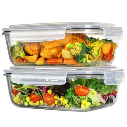 Vtopmart 2Pack 2260ml/76.4oz Extra Large Glass Storage Containers, Grey - color: Grey, size: 76.4oz