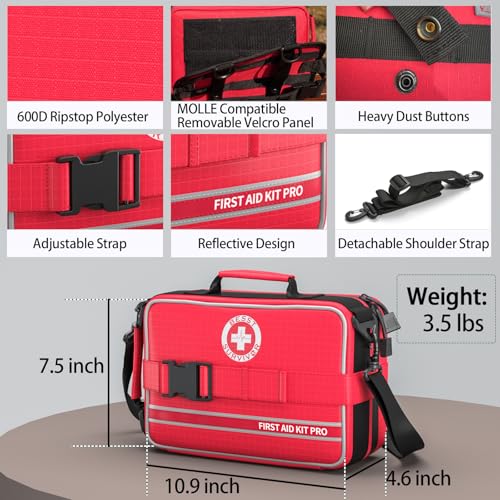 Comprehensive First Aid Kit for Home, Premium Emergency Trauma Kits with Shoulder Strap for Car Camping Gear, Waterproof Survival Kit, Home Essentials, Outdoor Emergency Medical Supplies -324 Piece