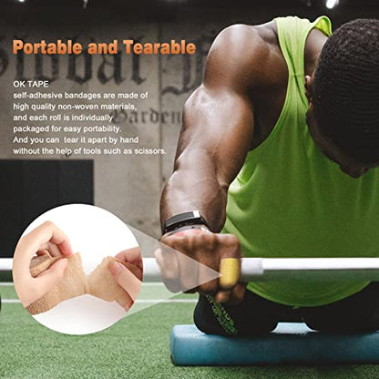 OK TAPE Self Adherent Cohesive Bandages Wrap 12Packs 2" x 5 Yards - color: Mix Color 01, size: 2 In x 5 Yards