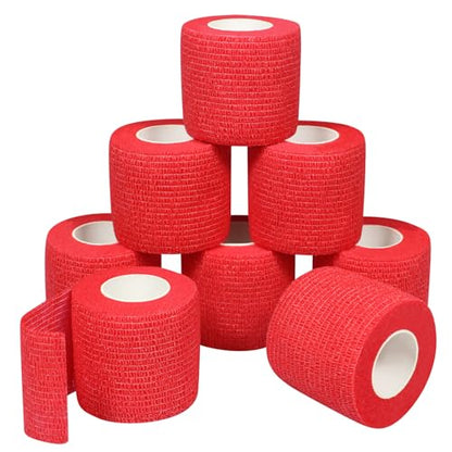 Self Adhesive Bandage Wrap Elastic Athletic Tape 8PCS 2 in X 14.7 ft red - color: Red 8pcs