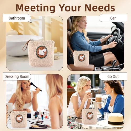 PLwelth Cute Sheep Coin Purse Adorable Plush Small Zipper Change Pouch with Keyring Kawaii Cartoon Animal Travel Wallet for Women Funny Mini Storage Bag for Coins Cards Keys Lipsticks Cosmetic Bags