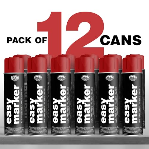Fox Valley Easy Marker Inverted Spray Paint 16oz Pack of 12, Red