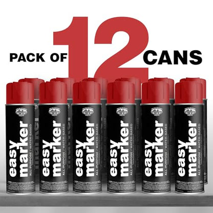 Fox Valley Easy Marker Inverted Spray Paint 16oz Pack of 12, Red