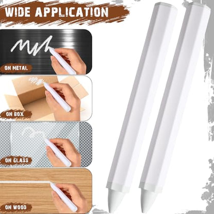 MotiMind 60 Pcs Industrial Lumber Crayons Bulk Wax Tire Marker Construction Marker for Craft Detailed Marking on Lumber Metal Carton Ceramics Concrete Glass Plastic 4.45" x 0.43" (White) - color: White