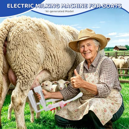 2-in-1 Goat and Cow Milking Machine, 3.7Gal Stainless Steel Bucket with 5200mAh Built-in Rechargeable Battery, Cordless Electric Vacuum Pulsator, 4 Teat Cups, Portable Electric Milking Machine (7L)