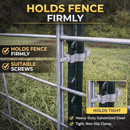 MorningRo 12 Pack Livestock Panel T-Post Connector T-Post Adapter Reusable Zinc-Plated Steel for Farm Trellis Building Fits Standard Wire Panels Holds for Farm Fence Repairs Expansions