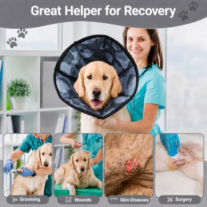 Soft Dog Cone Collar for Large Dogs After Surgery Adjustable - color: Camouflage, size: L (Neck Girth: 12.6-17.3in)