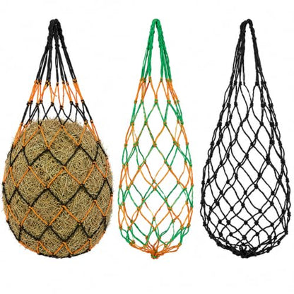 3 Pcs Hay Nets for Horses, 31.5 in Slow Feed Hay Bags with Small Mesh Holes, Heavy-Duty Goats & Livestock Feeding Solution for Stable, Trailer, and Fence Mounting (3 Colors)