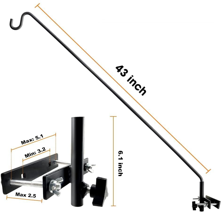 ERYTLLY Extended Rail Hook Fence Deck Heavy Duty Bird Feeder Hook 360 Degree Rotary and Length Adjustable Plant Bracket for Bird Feeders, Planters, Suet Baskets, Lanterns, Wind Chimes and More - size: Rail Hook - Adjustable Length - 1 Pack