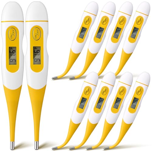 TrelaCo 20 Pcs Digital Thermometers, Oral Fast Reading, Yellow | Fever Basal Temperature Measurement, Flexible Tip Underarm Rectal Oral, Thermometer for Adults - size: Yellow