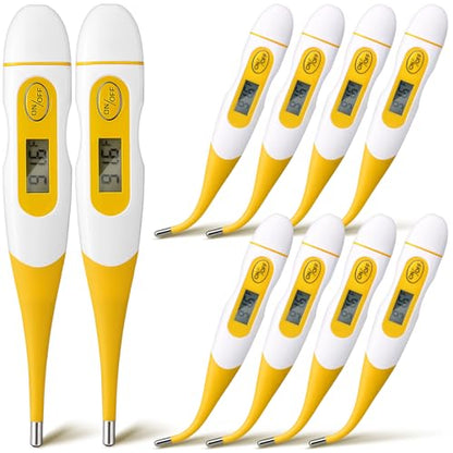 TrelaCo 20 Pcs Digital Thermometers, Oral Fast Reading, Yellow | Fever Basal Temperature Measurement, Flexible Tip Underarm Rectal Oral, Thermometer for Adults - size: Yellow