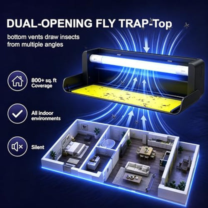 Fruit Fly UV Light Trap Indoor Commercial for Restaurants Bug Zapper 2 PCS - style: 2pack-Black-w/10 Sticky Glue Boards