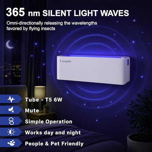 Fruit Fly UV Light Trap Indoor Commercial for Restaurants Bug Zapper 2 PCS - style: 2pack-White-w/10 Sticky Glue Boards