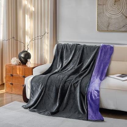 YISURE Waterproof Reversible Blanket for Bed King Size, 90"x80", Stain Proof Leakproof Bed Cover, Washable, Reusable, Protects Beds & Furniture from Spills, Stains & Splashes (Grey/Violet) | Large QueenSize Water Proof Reversible Intimacy blanket Bed Cove