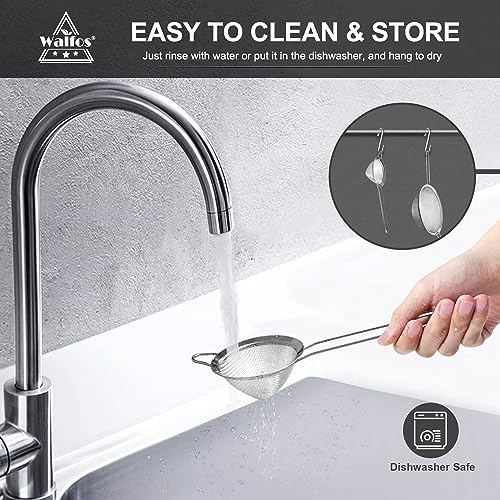 Walfos Fine Mesh Strainer 4PCS, Versatile Kitchen Strainer with Handle - 7", 4.6", 3.15", 2.7" Sieve Fine Mesh Stainless Steel, Metal Strainers and Sifters for Rice, Quinoa, Tea, Cocktail, Juice - size: 7", 4.6", 3.15", 2.7" (4pcs)