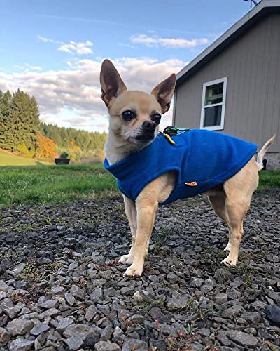 Gooby Zip-Up Fleece Dog Sweater, Blue, X-Small - color: Blue, size: X-Small chest (~11")