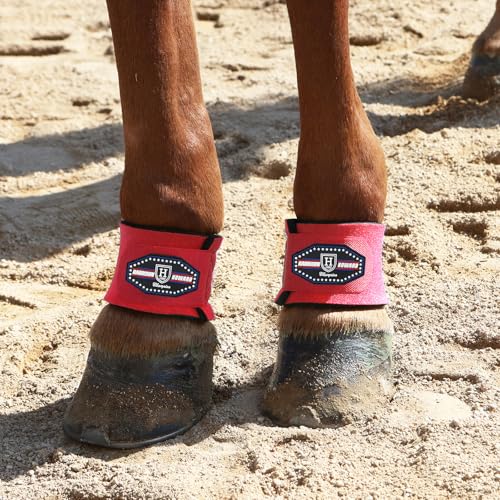 Harrison Howard Durable Shock-Absorbent Breathable Impact Protection Pastern Wraps for Horse Sold in Pairs Red - color: Red