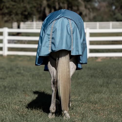 Equinavia Thunder 360 Detachable Neck Light Weight Turnout Blanket 100g - Bluestone Blue - 81 in - color: Bluestone Blue, size: 81 in