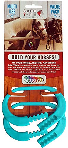 Injuries Preventing Horse Tether Tie - Portable, Versatile & Reusable Breakaway Horse Tie, Quick Release Under Heavy Pressure w/ 5 Loop Settings, Multi-Purpose Horse Clip (2 pcs Sky Blue) - color: Turquoise