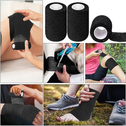 Treela 36 Pcs Self Adherent Bandage 3" X 5 Yard Wrap Breathable - color: Black, size: 3" X 5 Yard