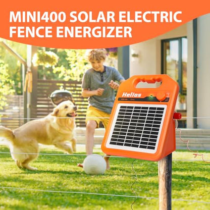 ANDMON MINI400 30 Miles Solar Electric Fence Charger, 0.4 Joule Solar Electric Fence for Livestock, Horses, Cattle Sheep, Solar Fence Charger with Day or Night Mode, Easy Installation - size: MINI400