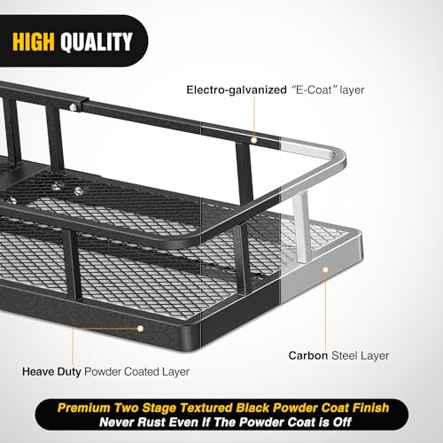 Nilight 60" x 20" x 7.87" Hitch Cargo Carrier | Fits 2-Inch Receiver 500lbs Heavy Duty Capacity Luggage Basket Includes 5/8" Pin Clip, Fold-Up Design for SUV and Pickup Camping Traveling - style: 20"x 60"x 7.87" Hitch Basket