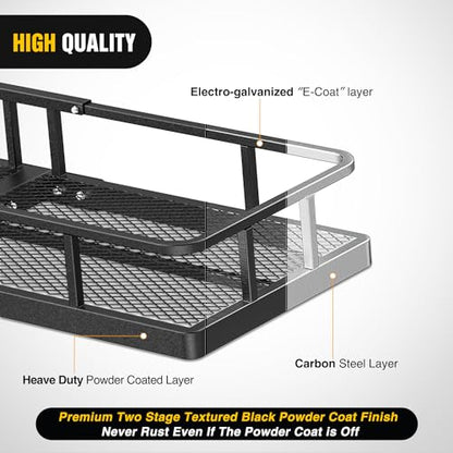 Nilight 60" x 20" x 7.87" Hitch Cargo Carrier | Fits 2-Inch Receiver 500lbs Heavy Duty Capacity Luggage Basket Includes 5/8" Pin Clip, Fold-Up Design for SUV and Pickup Camping Traveling - style: 20"x 60"x 7.87" Hitch Basket