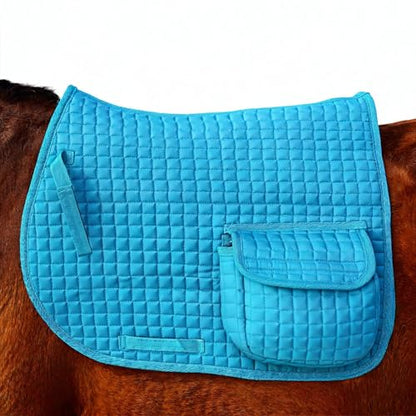 Horse English Quilted Faux Fur All-Purpose Saddle Pad Turquoise 72152TR