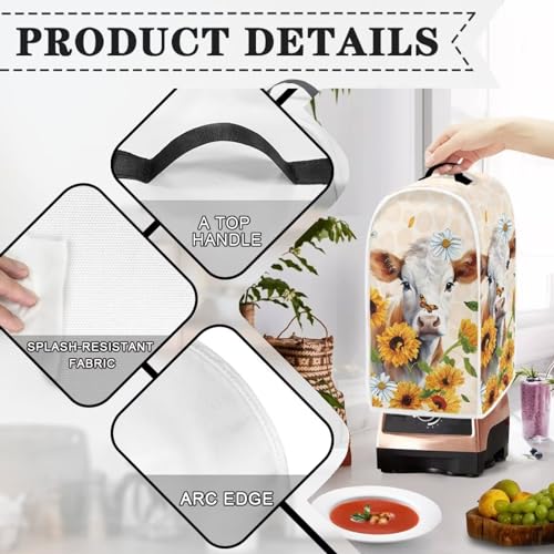 Cow Kitchen Appliance Covers Food Processor Cover Polyester Coffee Maker Cover or Toaster Cover Stain Resistant Blender Cover for Stand Mixer Kitchen Home Soft - color: Cow