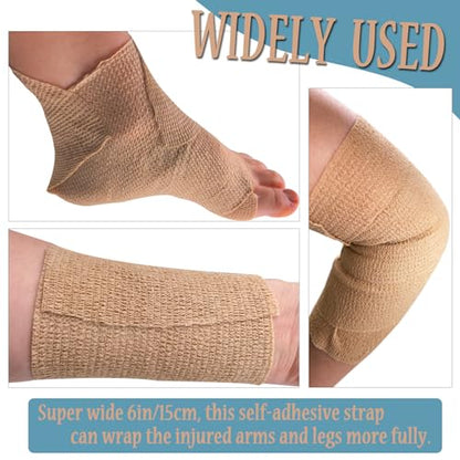 6 inch x 5 Yards 8 Pack Horse Wraps, Self Adhesive Large Bandages Wrap, Self Stick Elastic Athletic Tape, Self Adherent Medical Bandage Wrap, Stretch Cohesive Bandage Wrap