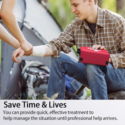 First Aid Kit, Professional Trauma First Aid Kit with Labelled Compartments Molle System for Car, Hiking, Backpacking, Camping, Traveling, and Cycling - size: Medium