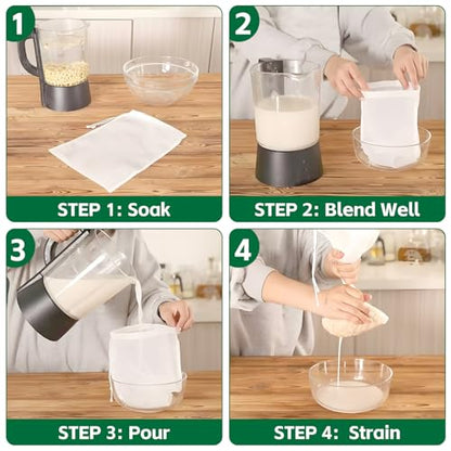 3PCS Cheese Cloth Bag for Straining, 200-Mesh 12 x 12 Inches Nylon Nut Milk Bag, Food Grade Nut Milk Bag Reusable, Cheese Cloth Bags for Juice, Nut Milk, Coffee & Cheese - Kitchen Goodies - size: 12X12inch-3pcs