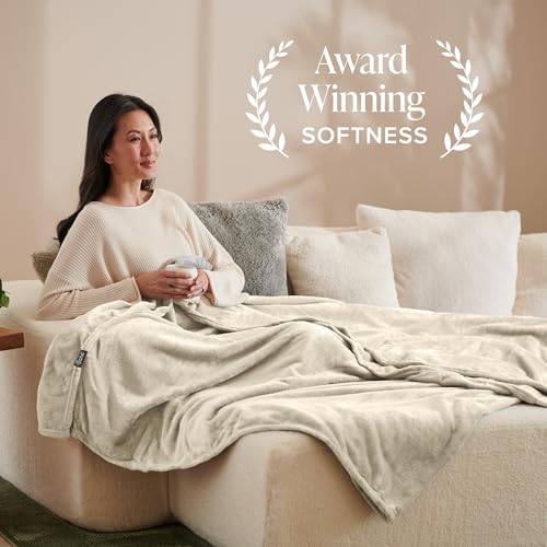 Bare Home Fleece Blanket Luxury Microplush (Full/Queen, Oyster) - color: 20 - Oyster, size: Full/Queen