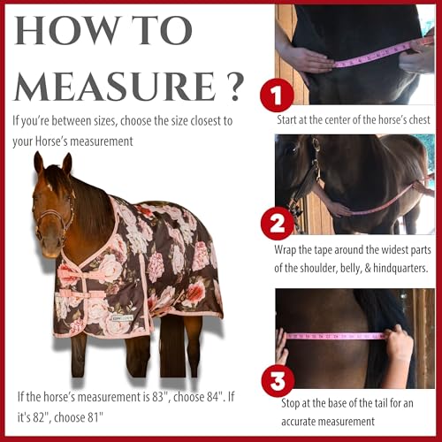 Jeffers Expression 1200 Denier Standard Neck Turnout Blanket, Rose Garden, 87" - Waterproof, Breathable Horse Blanket with 240 gram of Polyfill, Ideal Protection for Winter, Medium Weight