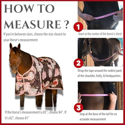 Jeffers Expression 1200 Denier Standard Neck Turnout Blanket, Rose Garden, 87" - Waterproof, Breathable Horse Blanket with 240 gram of Polyfill, Ideal Protection for Winter, Medium Weight
