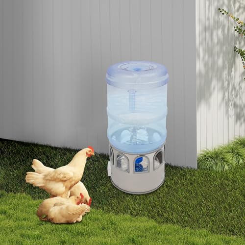 5 Gallon Heated Chicken Waterer with LED Screen, 80W Automatic Poultry Water Heater for 32℉-122℉ Adjustable Temperature, 9 Drinking Windows, Stainless Steel Heated Water Bowl for Winter
