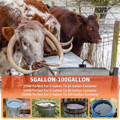 500W Utility De-Icer Submergible Cast Aluminum Chicken Water Heater for Livestock Tank Heater Bird Bath Heater in Winter - size: 500W