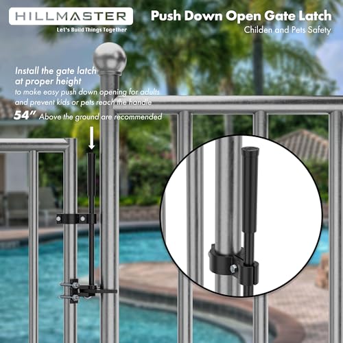Auto Pool Gate Latch,Chain Link Child Safety Pool Latch for Chain Link 1-3/8" Gate Frames and 1-7/8" Gate Posts,Push Style Pool Latch for Outdoor Fence Self-Latching Pool Latch with Spring Closer - size: 1-3/8"x1-7/8"