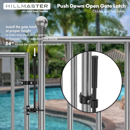 Auto Pool Gate Latch,Chain Link Child Safety Pool Latch for Chain Link 1-3/8" Gate Frames and 1-7/8" Gate Posts,Push Style Pool Latch for Outdoor Fence Self-Latching Pool Latch with Spring Closer - size: 1-3/8"x1-7/8"