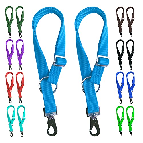 Majestic Ally Pack of 2 Horse Water Bucket Strap Hangers - Adjustable 18” to 30” length – for Indoor or Outdoor Use - color: Hurricane Blue