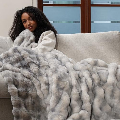 Mon Chateau 60" x 70" Dream Faux Fur Throw, Marble Print, Moonshadow Bubble | Cozy Layer Comfort For Couch, Bed Or Chair. Lightweight Polyester Fabric With Easy Machine Wash Care - color: Moonshadow Bubble